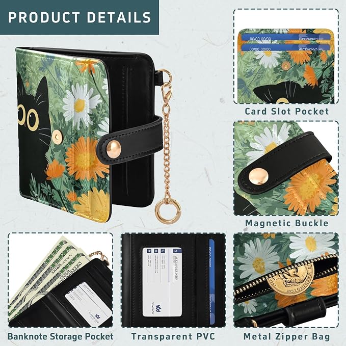 Japanese Anime Cat Women's Wallets RFID Blocking,Credit Card Holder Bifold Wallet,Slim Card Cases,PU Leather Travel Wallet for men Girls - Image 5