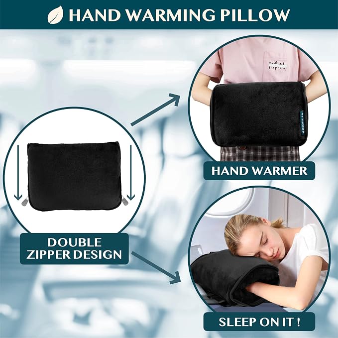 PAVILIA Travel Blanket Pillow, Soft Airplane Blanket 2-in-1 Combo Set, Plane Blanket Compact Packable, Flight Essentials Car Pillow, Travelers Gifts Accessories, Luggage Backpack Strap, 60x43 Black - Image 4