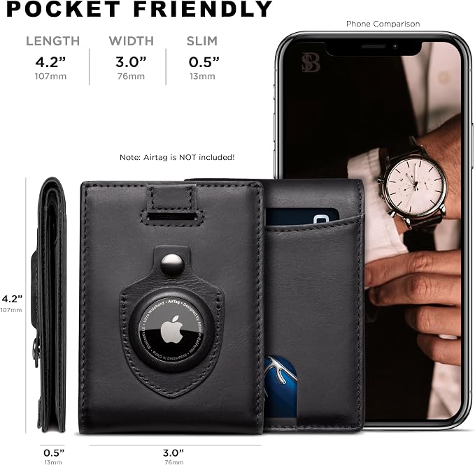 SERMAN BRANDS RFID Blocking Slim Bifold Genuine Leather Thin Minimalist Front Pocket Wallets for Men Billfold Wallet Men Gift - Image 6