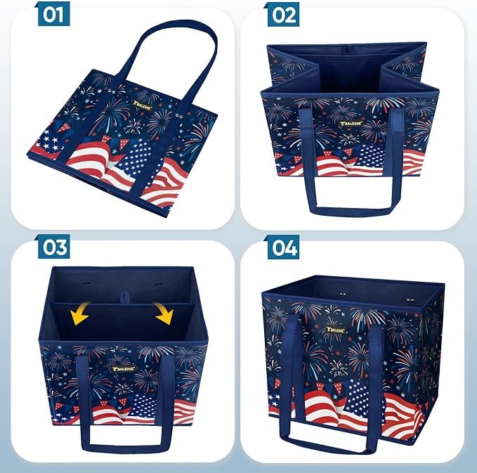 BALEINE 1PK Reusable Grocery Bags, Heavy Duty Shopping Tote Bag | 12'' Long Handles, Reinforced Bottom Keeps Upright, Fold Flat Storage, Water-Resistant Shopping Bag, Multiple Color Options - Image 7