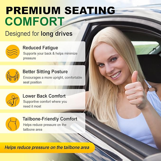 kingphenix 3-Piece Memory Foam Car Seat Cushion Set for Driving Comfort | 2 Front Seat Cushions and 1 Rear Bench Pad, 1.2-Inch Memory Foam, Non-Slip Bottom for Sedan, SUV, Truck and Van, Brown - Image 2