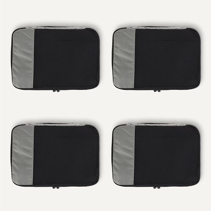 Amazon Essentials 4-Piece Packing Cubes Travel Accessories Set, Space-Saving Luggage Organizer with Double Zipper, Mesh Top Panel, Medium, Gray (Previously Amazon Basics) - Image 5