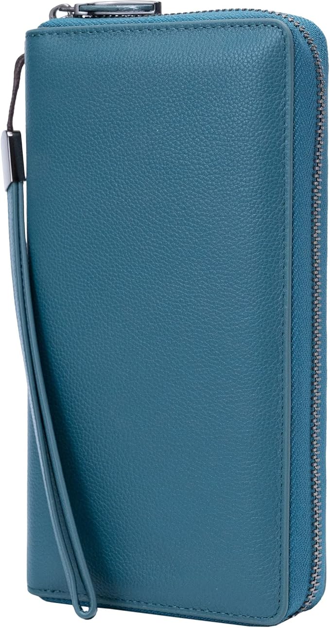 Bveyzi Women RFID Blocking Wallet Leather Zip Around Phone Clutch Large Capacity Ladies Travel Purse Wristlet by Bveyzi