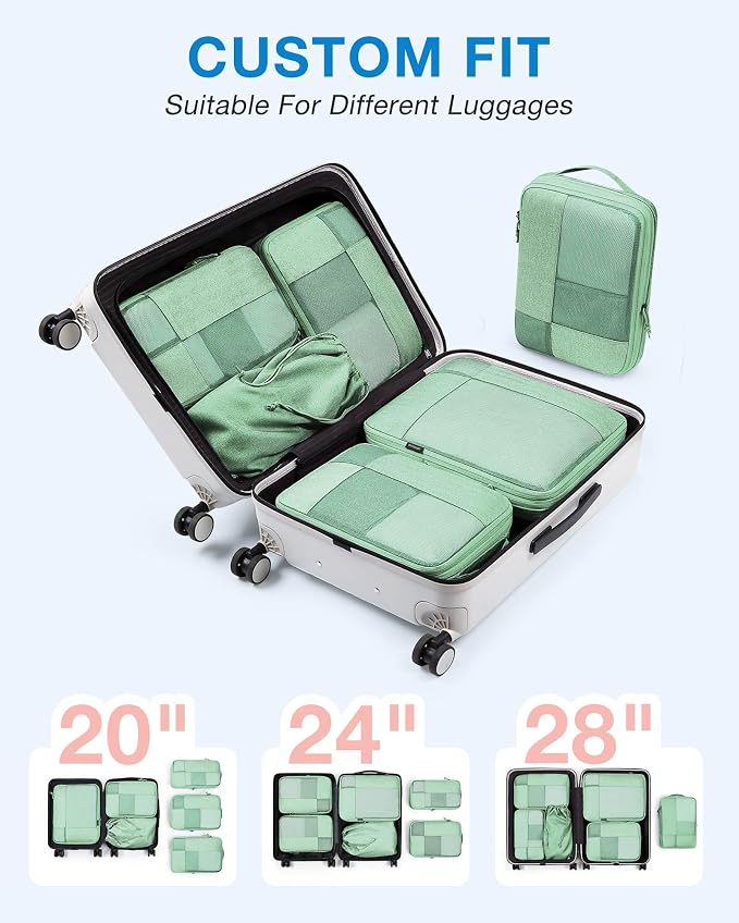 BAGSMART Compression Packing Cubes for Travel, 6 Set Luggage Organizer Bags | Fits 20/24/28in Carry-On Suitcases, Compressible Bags Streamline Cruise Travel Essentials, Sturdy Handles, Machine Washable - Image 3