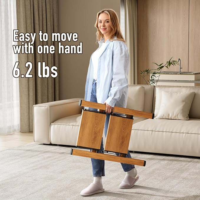 Mayi Plus 2 Step Stool Foldable, Aluminum, Lightweight Step Ladder | Extra-wide anti-slip folding steps with 330 lbs, for home,kitchen,office,outdoor,Woodgrain - Image 5