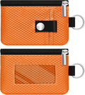 Minimalist RFID Blocking Small Wallet with ID Window,WaterResistant Zip Id Case Wallet with Lanyard Keychain for Cards,Cash,Travel,Women,Men (Orange) by CCUMI