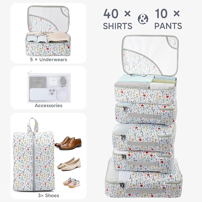 OlarHike 10 Set Packing Cubes for Travel,Gifts for Women Mom,Anti-Tearing Suitcase Organizer,with Over 1000 pcs Mesh Holes,Vacation Essentials & Accessories for Cruise Ship - Image 4