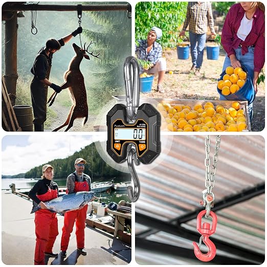 Fuzion Hanging Scale 440lb/200kg, Mini Crane Scale w/Stainless Steel Hook | No Setup Required, Hold/Tare Function, Large Display, Digital Hanging Scales for Weighing Animals, Hays, Fish, Travel Luggage - Image 7