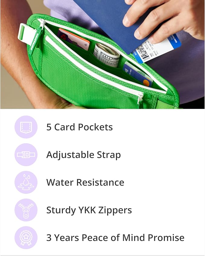 Vantamo Money Belt with RFID For Men & Women, Hidden Passport Holder for Travel, 2 Compartment Travel Fanny Pack for Women Anti Theft - Image 5
