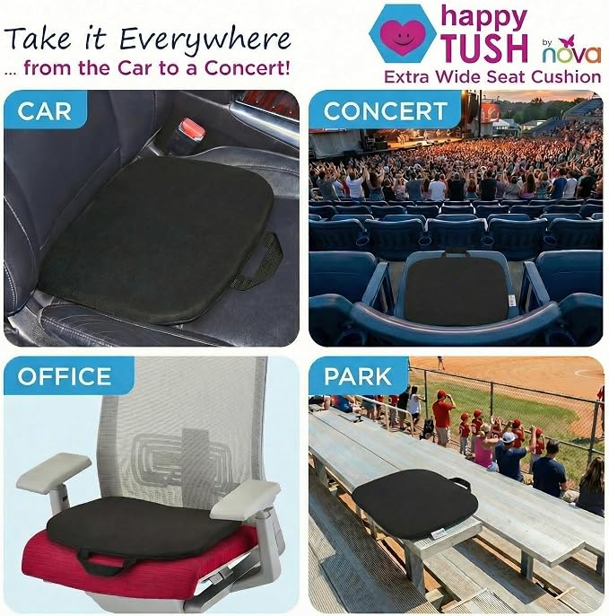 NOVA Happy Tush Extra Wide Gel Cell Seat Cushion, Double-Layer Pressure-Relief Gel, Foldable & Portable, Water-Resistant, Washable Non-Slip Cover, Home, Office & Travel - Image 3