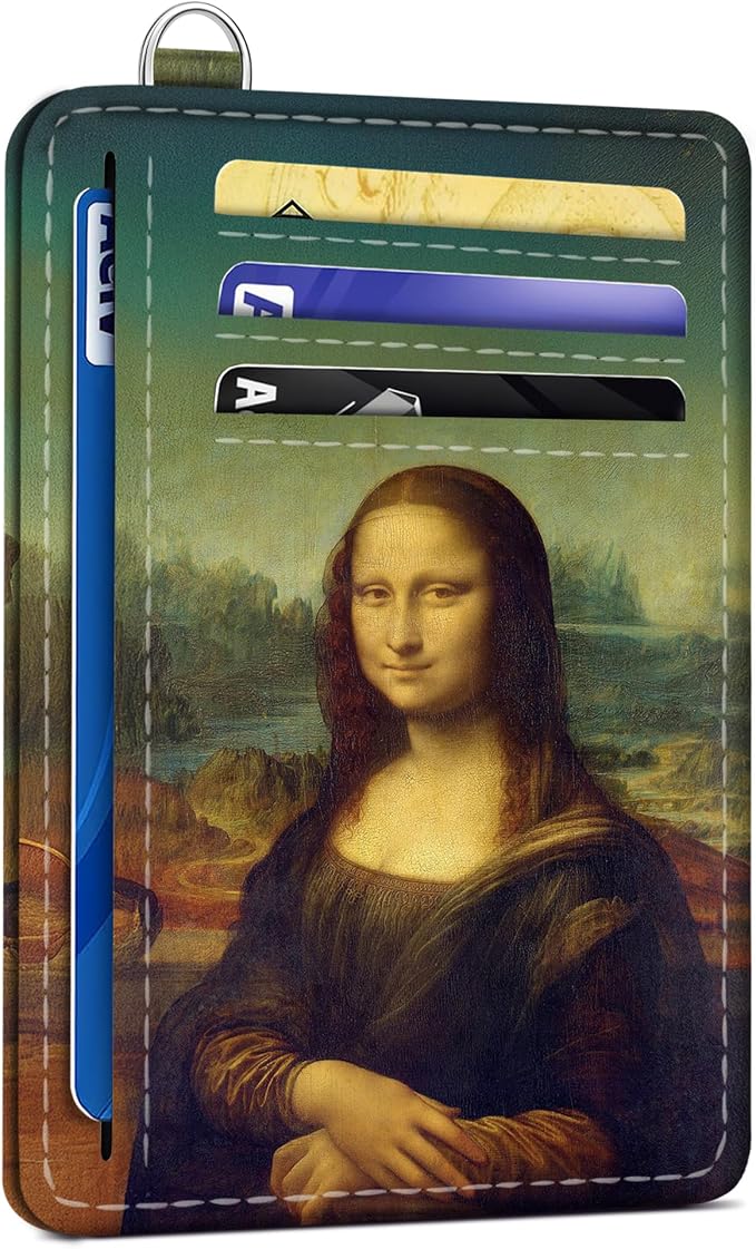 SEAVILIA Credit Card Holder for Women, Mona Lisas Smile RFID Wallet Women, Slim Minimalist Front Pocket Card Holder, Cute Thin Travel RFID Blocking Card Case, Small Wallets Woman Gifts Girls by seavilia
