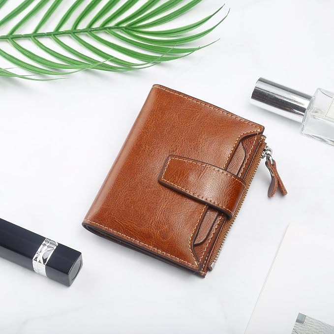 Small Compact Women Wallet RFID Blocking Genuine Leather Bifold Purse with ID Windows - Image 6