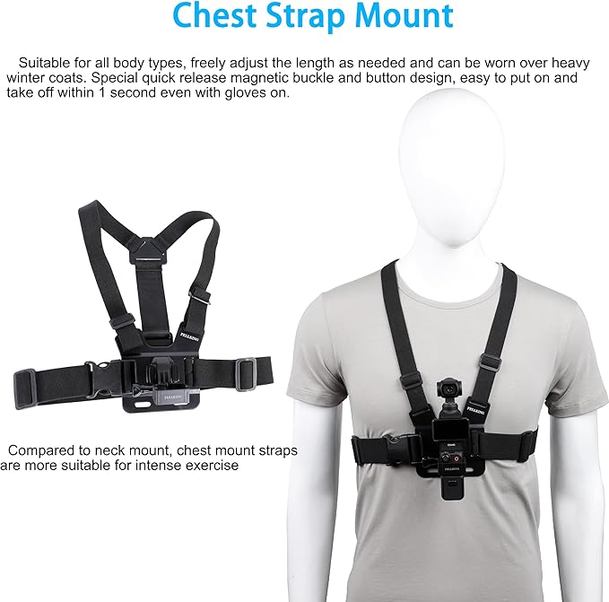 PellKing 4in1 Mount Accessories Kit for DJI Osmo Pocket 4 Pro 3 Xtra Muse | Chest Mount,Neck Holder Mount,Head Mount,Backpack Strap Mount With Expansion Adapter for Pocket 4 Pro 3 Xtra muse Camera - Image 3
