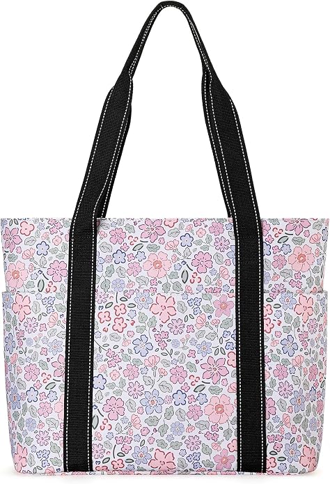 Tote Bag for Women with Laptop Compartment & Cup Holder,Nylon Bag for Work,Travel,Gym,Beach,Teacher,Nurse,School,Mom by HappiePeppie