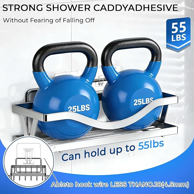 Shower Caddy Adhesive Replacement Hooks, Heavy Duty Waterproof Strips, No Drilling for Bathroom Shelves, Kitchen Racks, and Soap Holders (Transparent-8Pack 2Hook) - Image 3