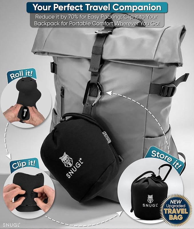 Travel Pillow – Neck Pillow Airplane, Travel Pillows for Airplanes, Neck Pillows Memory Foam – Road Trip Essentials for Adults – Traveling Essentials - Gifts for Travelers Men & Women - Image 7