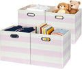Storage Bins Storage Cubes,13×13×13 Collapsible Storage Boxes Containers Organizer Baskets - 4pc, Light Pink Striped by Posprica