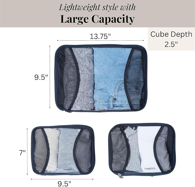 Baggallini Compression Cube 3-piece set - Lightweight Compression Packing Cubes for Travel - Image 4