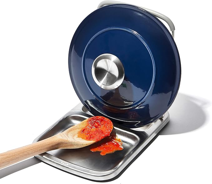 OXO Good Grips Stainless Steel Spoon Rest with Lid Holder | Holds Multiple Utensils & Pot Lids While Cooking, Folds Flat for Storage, Ideal for Stovetop and Countertop Organization - Image 7