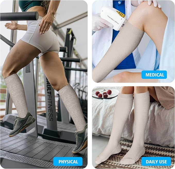 LEVSOX Cotton Compression Socks for Women&Men 20-30mmHg Knee High Cute Support Sock for Nurses Pregnancy Travel - Image 7