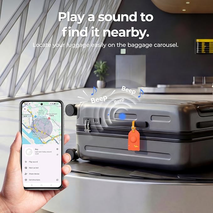 MiLi Smart Bluetooth Luggage Tracker Tag for iOS & Android | Works with Apple Find My & Google Find Hub, Anti-Lost Leather Travel Locator for Suitcase, Backpack & Gear, Orange - Image 7