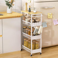 Vincona 9.1" Wide Slim Rolling Utility Cart, 4 Tier Metal Narrow Storage Cart with Handle and Wood Top, Multifunctional Small Mobile Shelf Unit Organizer Trolley for Laundry, Bathroom, Kitchen by Vincona