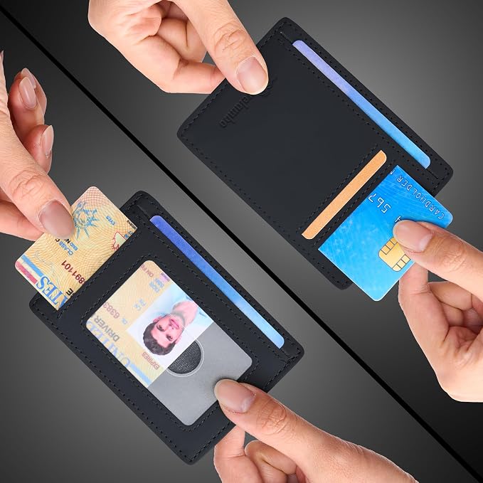 Travelambo Slim Wallet Front Pocket Minimalist Leather RFID Blocking Medium Size(Edge-Finished Black) - Image 9