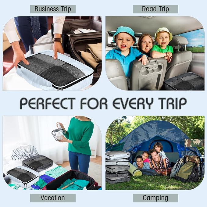 5 Pcs Packing Cubes for Suitcase Large Travel Cubes Carry on Luggage Organizer Bags for Clothes Accessories(L,Gray) - Image 8