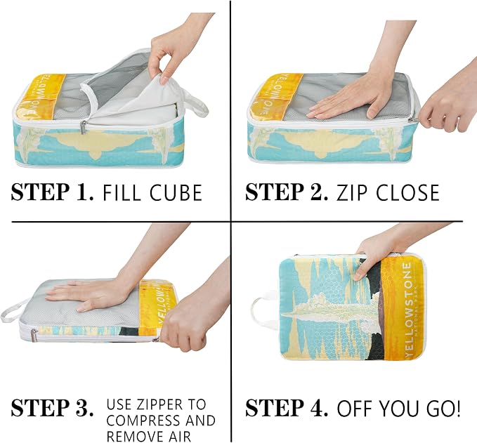 Compression Packing Cubes for Travel, 7 Set National Park Expandable Mesh Luggage Organizers, Waterproof Expandable/Compression Bags Travel Packing Cubes with Clear Toiletry Bag - Image 3