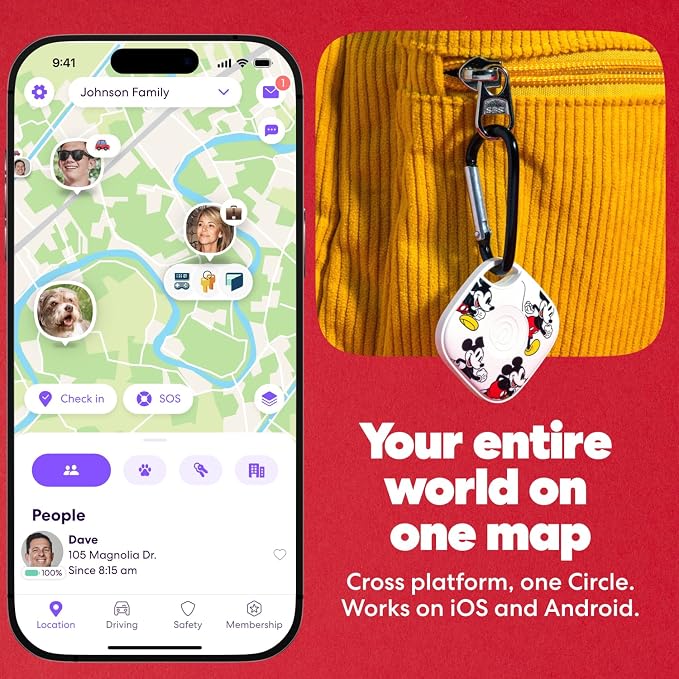 Life360 Tile - Mickey Mouse - Bluetooth Tracker, Keys Finder and Item Locator for Keys, Bags and More. Phone Finder. Both iOS and Android Compatible. 1-Pack (White) - Image 3