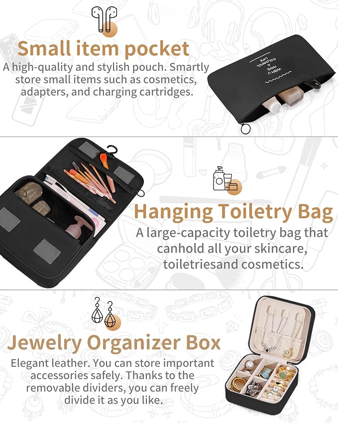 Packing Cubes 11 Set, Suitcase Organizers, Luggage Organizer Bags, with Toiletry Bag, Travel Essentials, Black - Image 6