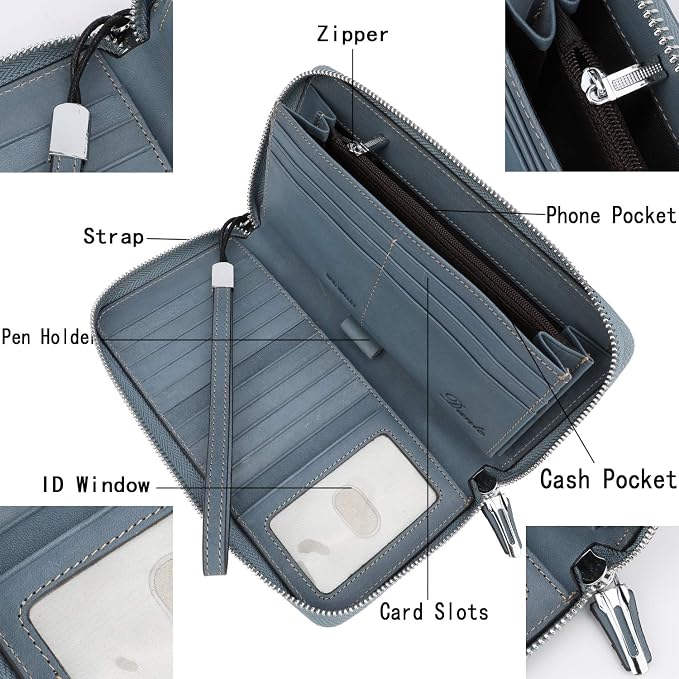 Small Compact Women Wallet RFID Blocking Genuine Leather Bifold Purse with ID Windows - Image 4