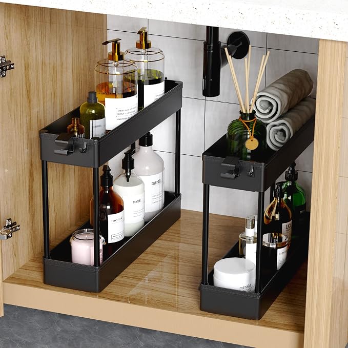 SPACEKEEPER Slim Rolling Storage Cart, 4 Tier Bathroom Cart Organizer,Black | Narrow Rolling Cart with Wheels for Kitchen Office Bathroom Laundry Room,Mobile Utility Cart for Craft Art Makeup Nail Polish - Image 3