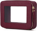 Pinkmik Clear Makeup Bag, (Burgundy, M) | Waterproof, Travel Cosmetics and Toiletries Case, Portable Makeup Organizer, Clear Car Bag with Zippe by Pinkmik