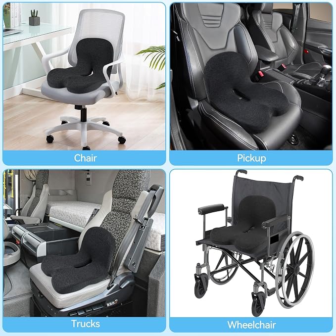 Truck Driver Seat Cushion, Memory Foam L-Shaped Ergonomic Cushion for Office Chairs, Comfort & Support for Long Sitting - Image 7