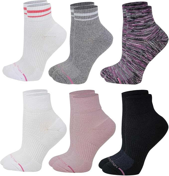 Dr. Motion Compression Quarter Socks For Women With Enhanced Cushion And Breathable Arch Support 6 Pairs - Image 3