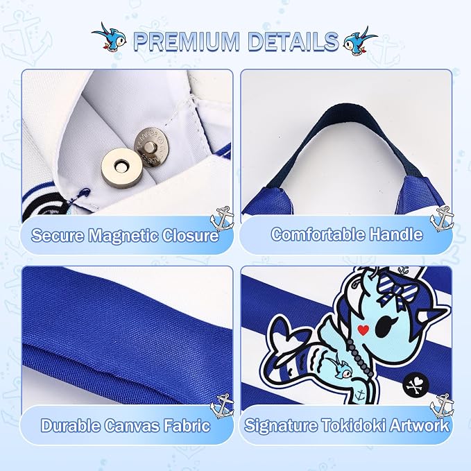 tokidoki Unicorno Foldable Tote Bag for Women, Canvas Tote Bags with Doll Portable Shoulder Handbag for school Work Travel - Image 7