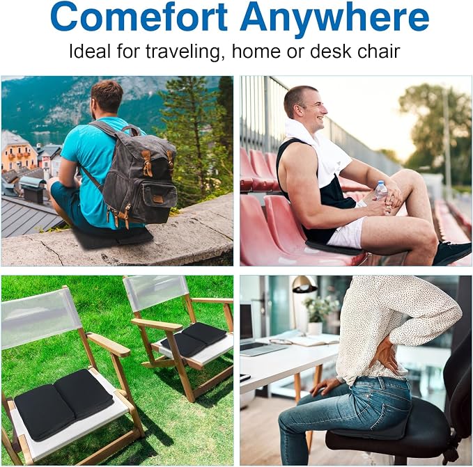 Demine Gel Travel Seat Cushion – Portable Airplane & Stadium Cushion – 16.5" x 12" Gel Grid Design for Ultimate Comfort – Foldable Cushions for Commute, Airplanes, Camping, Bleachers - Image 6