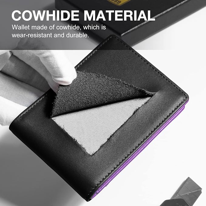 GSOIAX Slim Wallet for Men Rfid Blocking Leather Bifold Front Pocket Carbon Fiber Men's Money Clips Credit Card Holder With Gift Box - Image 7