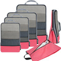 BAGAIL 4 Set/6 Set/8 Set Compression Packing Cubes Travel Accessories Expandable Packing Organizers (Half Mesh, 6-Coral) by BAGAIL