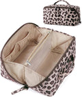 BAGSMART Puffy Open Flat Travel Makeup Bag Toiletry Bag for Women, Leopard | Portable, Make Up Organizer, Water-resistant, Puffy Padded, For Toiletries, Brushes by BAGSMART