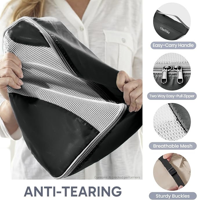 OlarHike 10 Set Packing Cubes for Travel,Gifts for Women Mom,Anti-Tearing Suitcase Organizer,with Over 1000 pcs Mesh Holes,Vacation Essentials & Accessories for Cruise Ship - Image 5