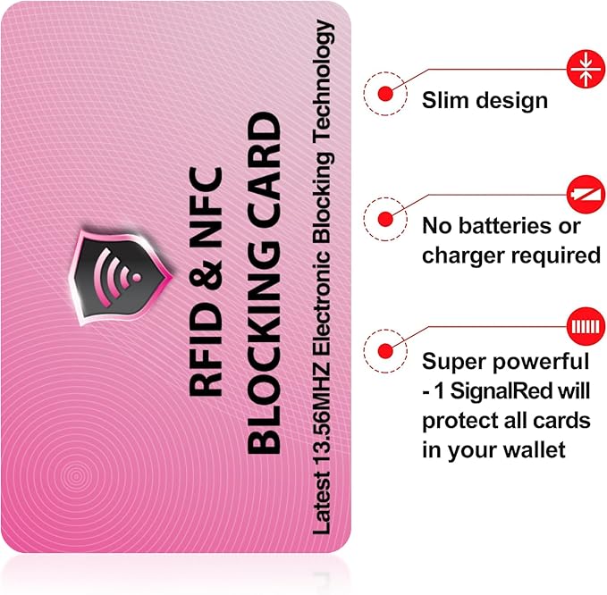SaiTech IT 2 Pack RFID Blocking Card for Credit Debit ID Card, Pink | Slim Anti-Theft Contactless NFC RFID Blocker Protector, Easily Fit into Wallet and Purse, for Men & Women - Image 8