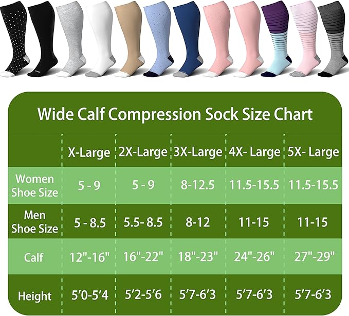 LEVSOX Wide Calf Compression Socks for Women&Men Plus Size 15-20mmHg Knee High Large Support Stockings for Circulation - Image 5