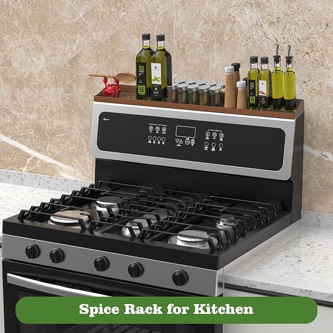 Stove Top Shelf 30 Inch - Silicone Material Magnetic Shelf for Stove-Bronze | 3 Functional Partitions,Heat Resistant Kitchen Spice Rack Organizer - Image 7