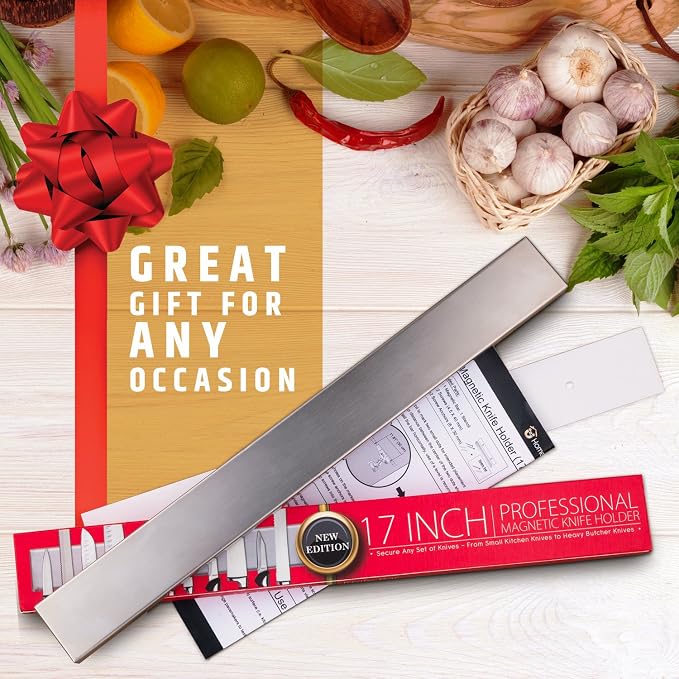 Premium 17 Inch Stainless Steel Magnetic Knife Holder For Wall | Professional Magnetic Knife Strip - Space-Saving Knife Rack / Knife Bar With Powerful Magnetic Pull Force (Upgraded Version) - Image 8