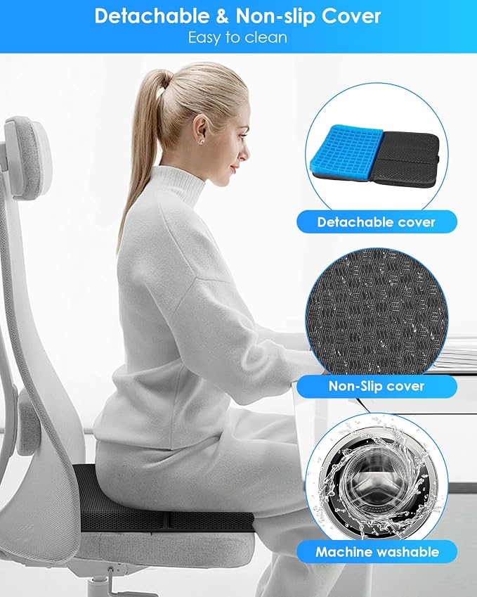 Gel Travel Seat Cushion, Portable Airplane Seat Cushion, 14.5" x 10.5" Foldable for Airplane Seats, Office Chair, Camping, Bleachers, Flights, Commute - Image 9