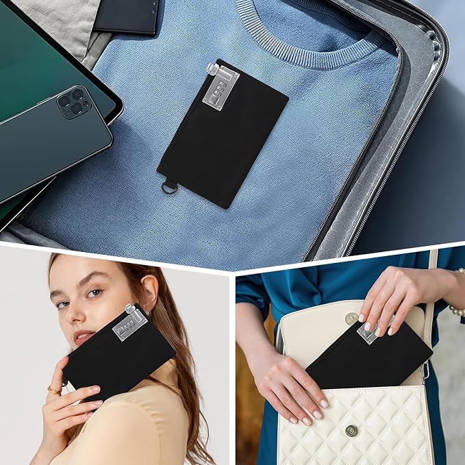 KeeKit Money Bag with Lock, 5 x 8 Inches Lockable Money Bag, Locking Accessories Pouch for Cash, Jewelry, Passports, Medicine, Credit Cards - ‎Black - Image 8