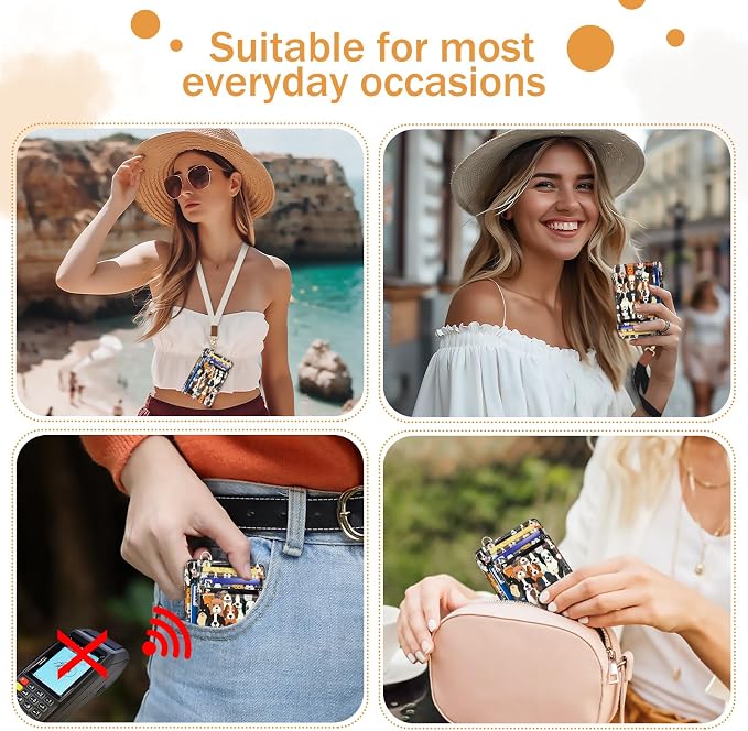 Yonlevres Dog Credit Card Holder Slim RFID Wallet Women Small Travel Cute | Front Pocket, Handy, RFID Blocking, Woman Girls Ladies Gifts, D-ring for Keychain,Thin Mini Card Case, ID Window, PU Leather - Image 3