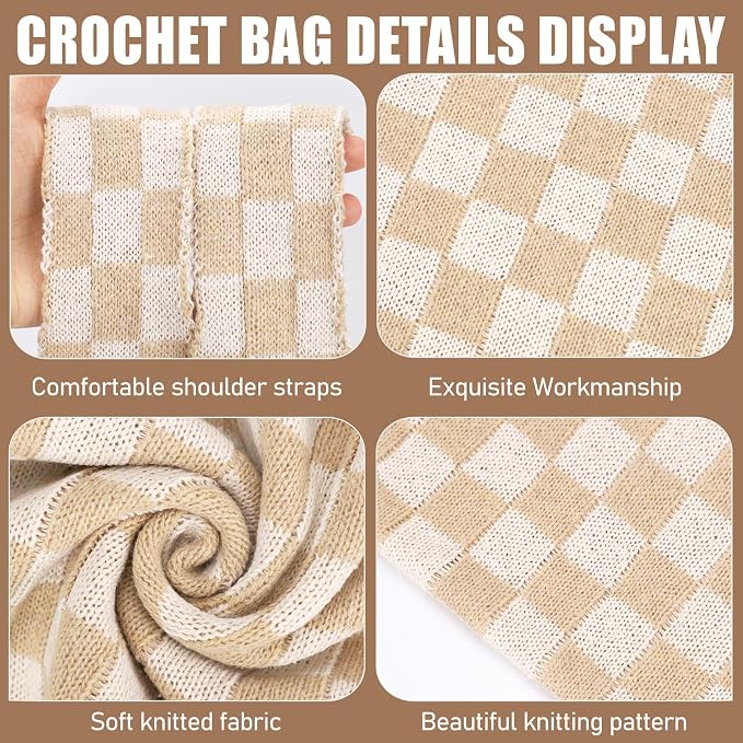 hatisan Crochet Bag for Women, Handmade Knit Beach Tote Bag Summer - Image 6